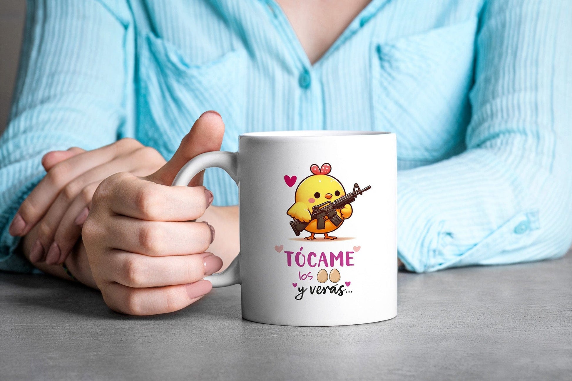 Taza Tócame los huevos y verás