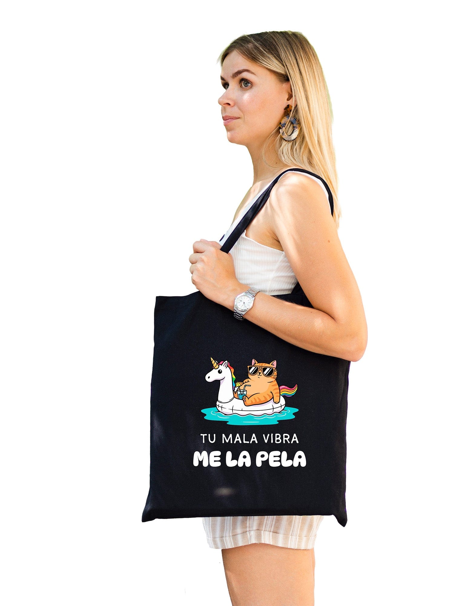 Tote bag Tu mala vibra me la pela
