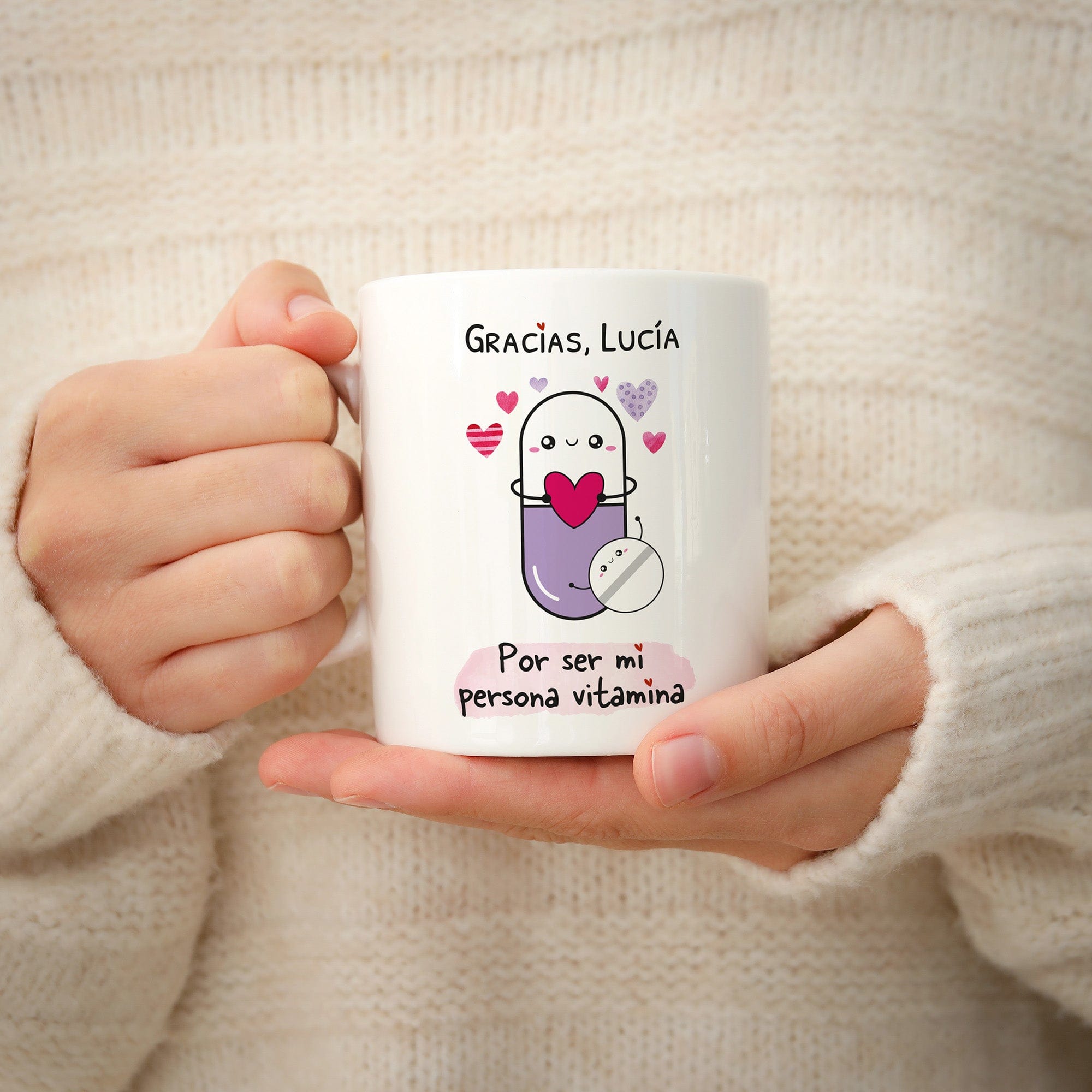 Taza Gracias por ser mi persona vitamina (personalizada)