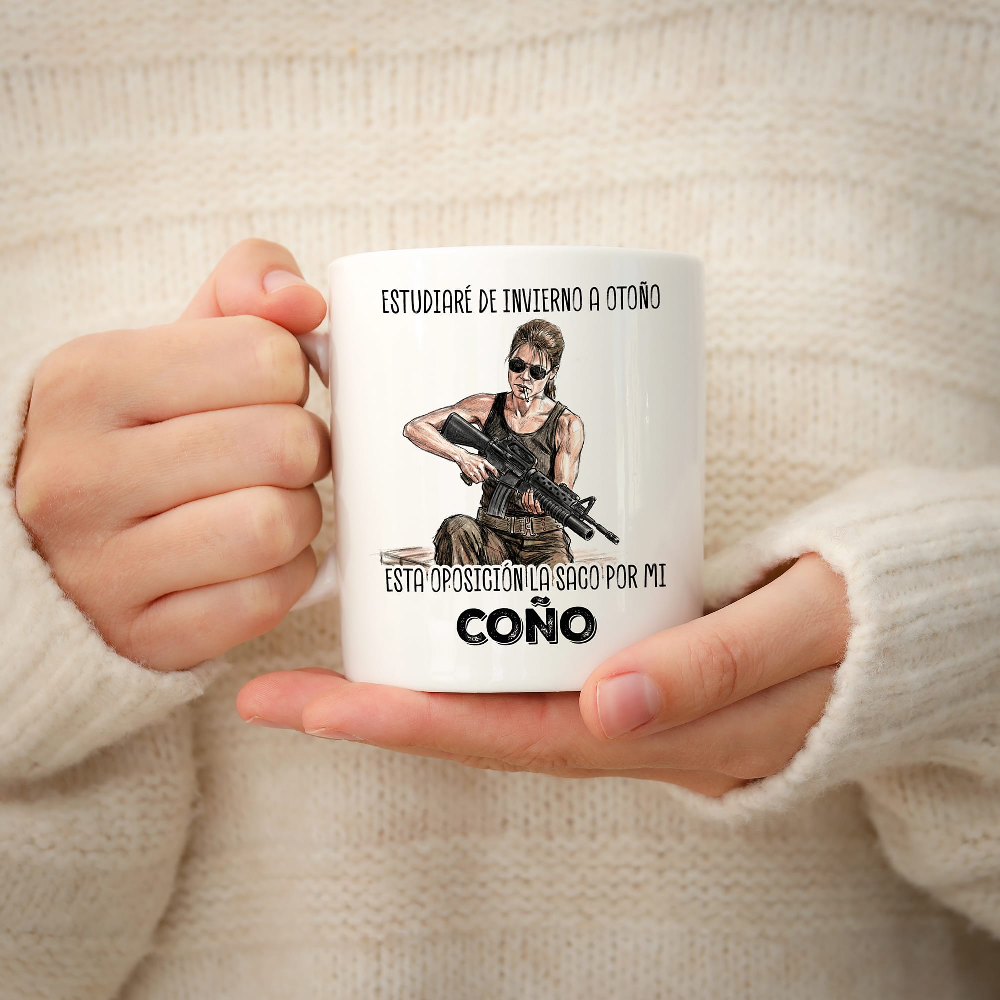 Taza Estudiaré de invierno a otoño, esta oposición la saco por mi coño