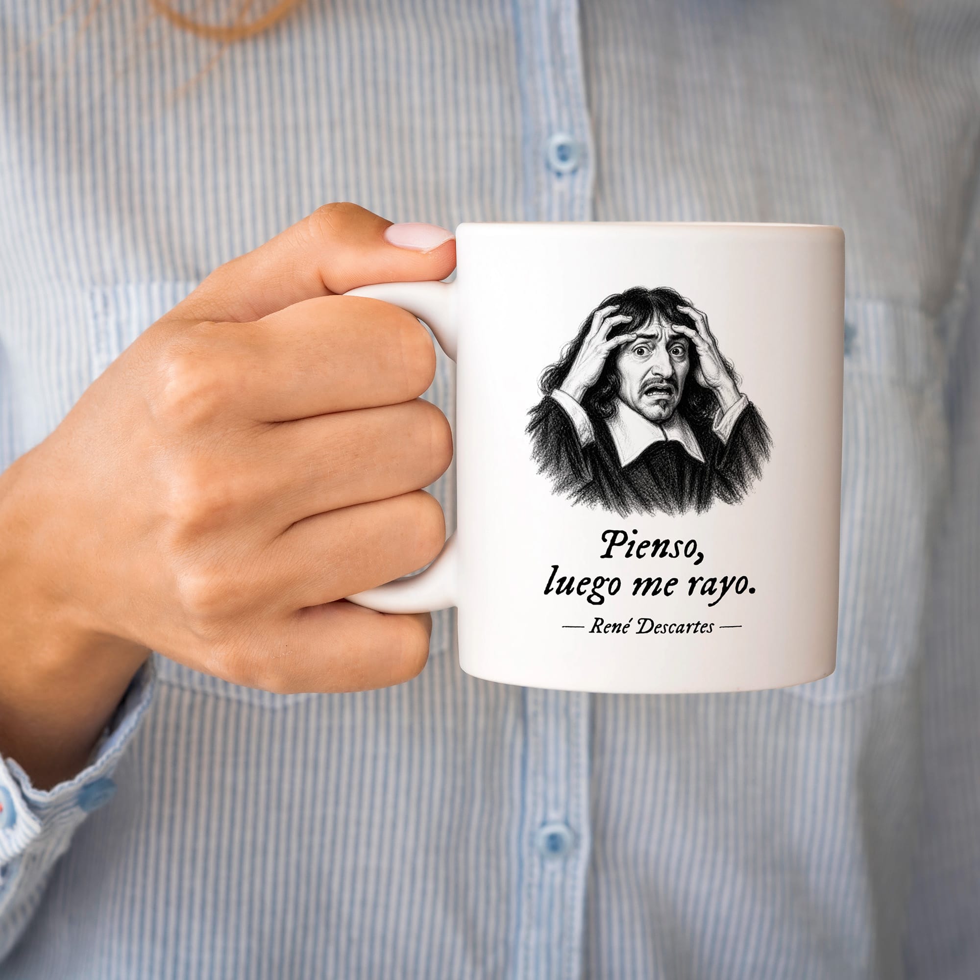 Taza Pienso, luego me rayo. Descartes