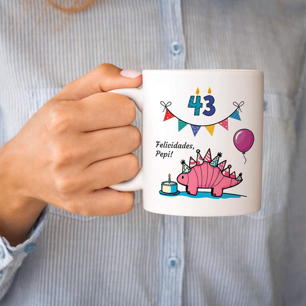 Taza Cumpleaños personalizada dinosaurio