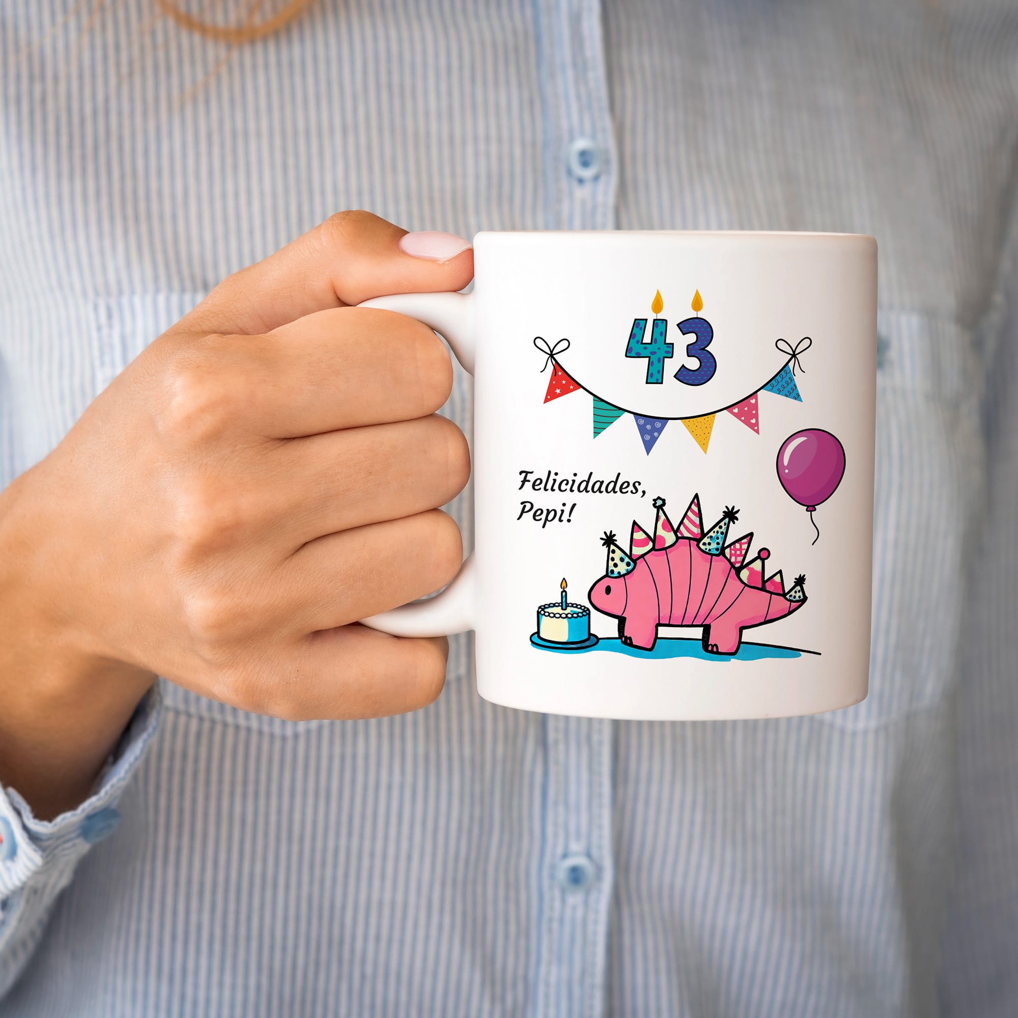 Taza Cumpleaños personalizada dinosaurio