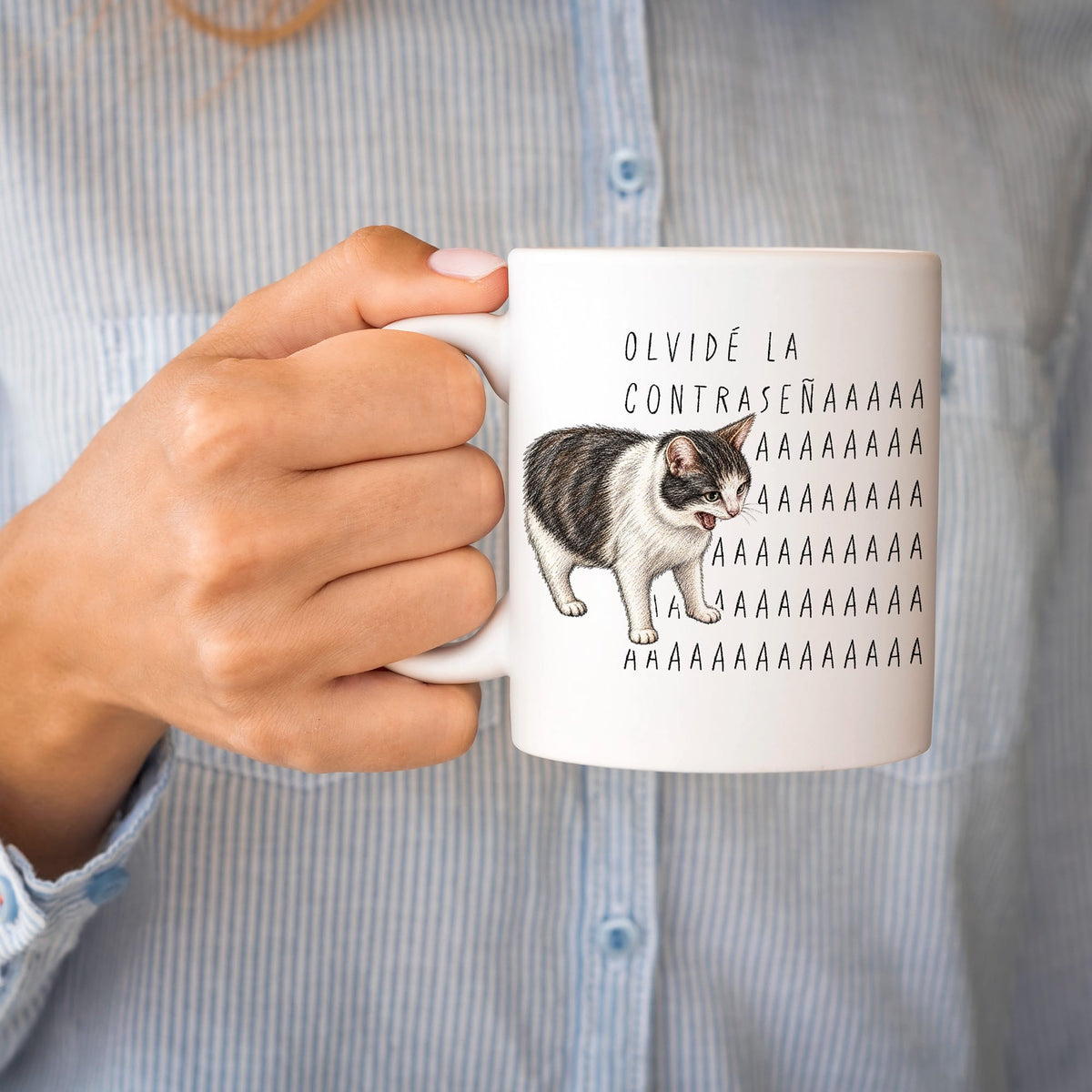Taza Olvidé la contraseñaaaa (screaming cat meme)