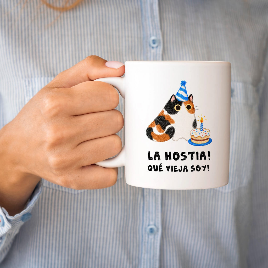 Taza Cumpleaños Hostia qué vieja soy