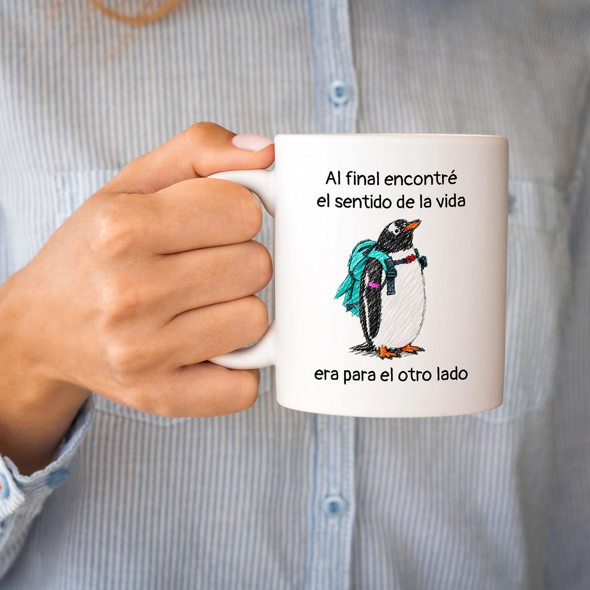 Taza Al final encontré el sentido de la vida. Era para el otro lado