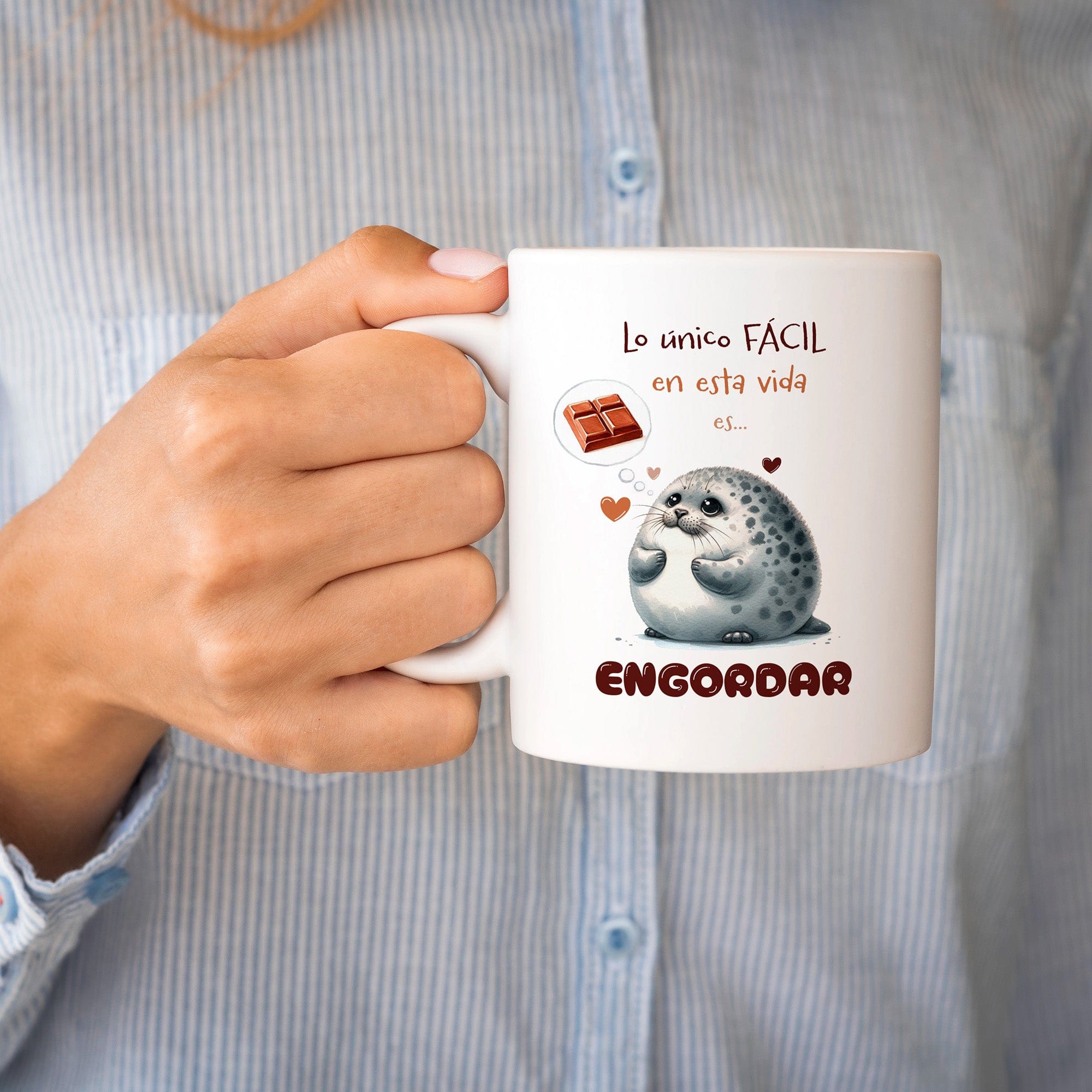 Taza Lo único fácil en la vida es engordar