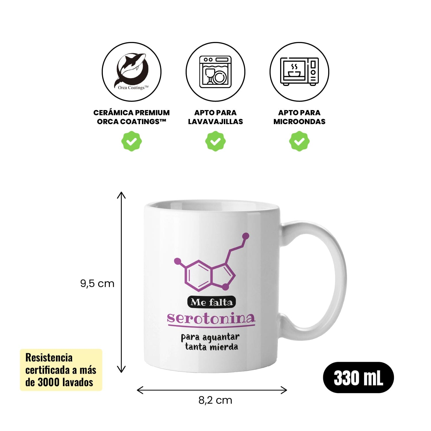 Taza Me falta serotonina para aguantar tanta mierda