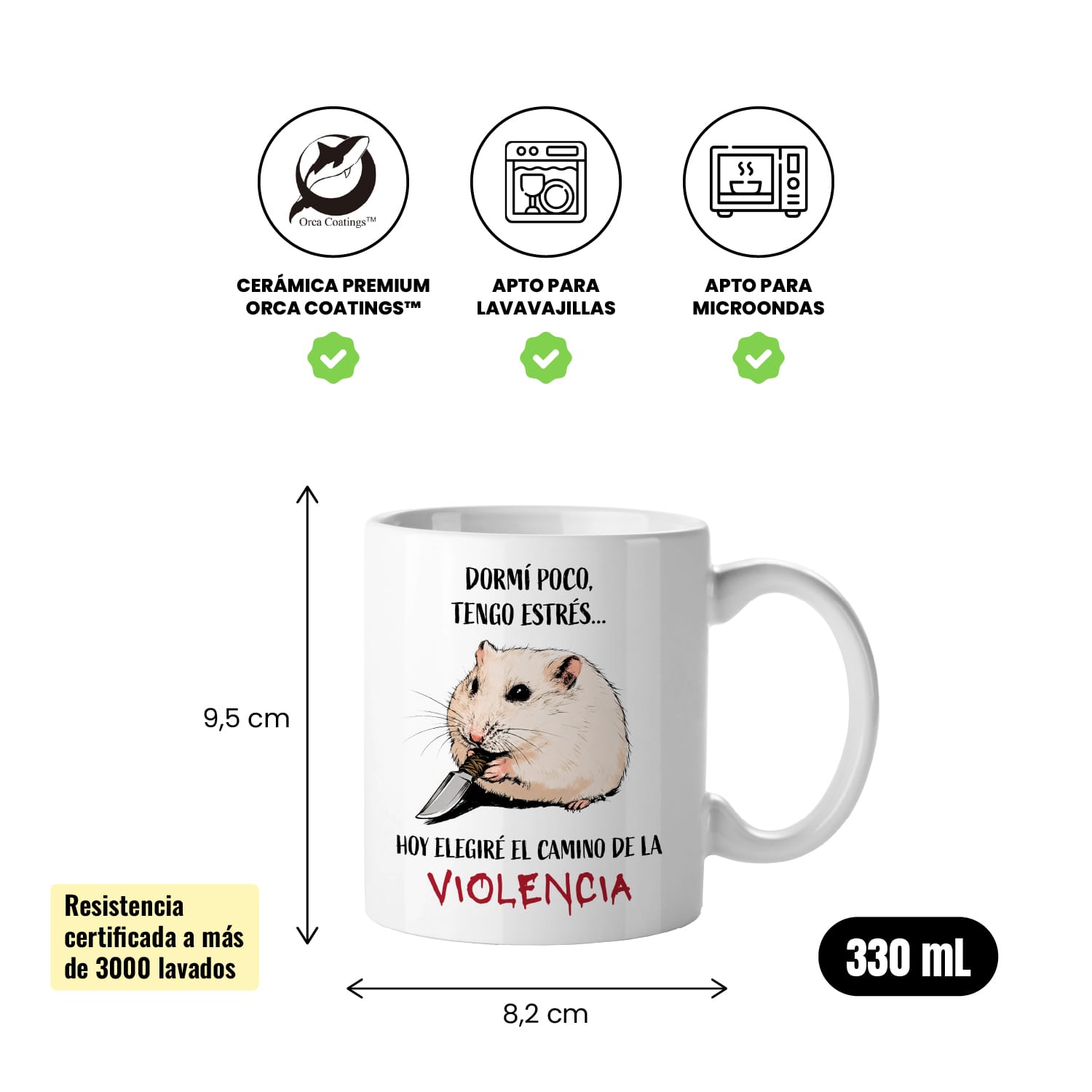 Taza Dormí poco, tengo estrés, hoy elegiré el camino de la violencia