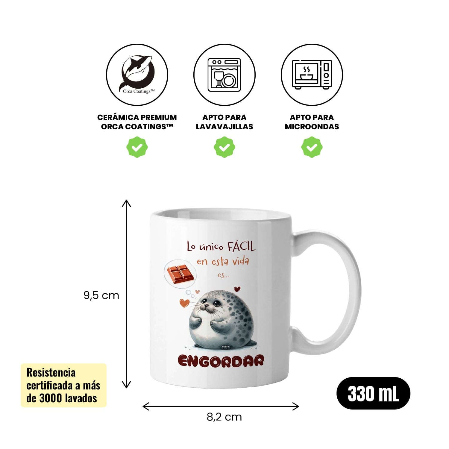 Taza Lo único fácil en la vida es engordar