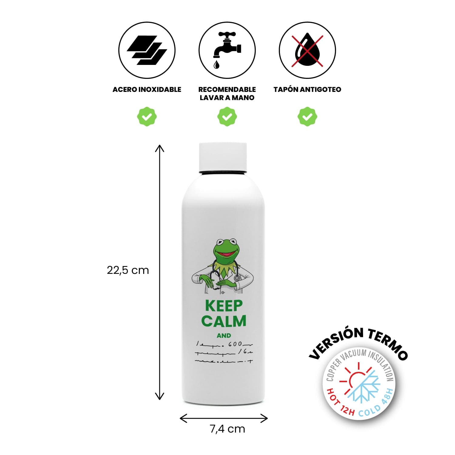 Botella Keep calm & (prescripción ilegible)