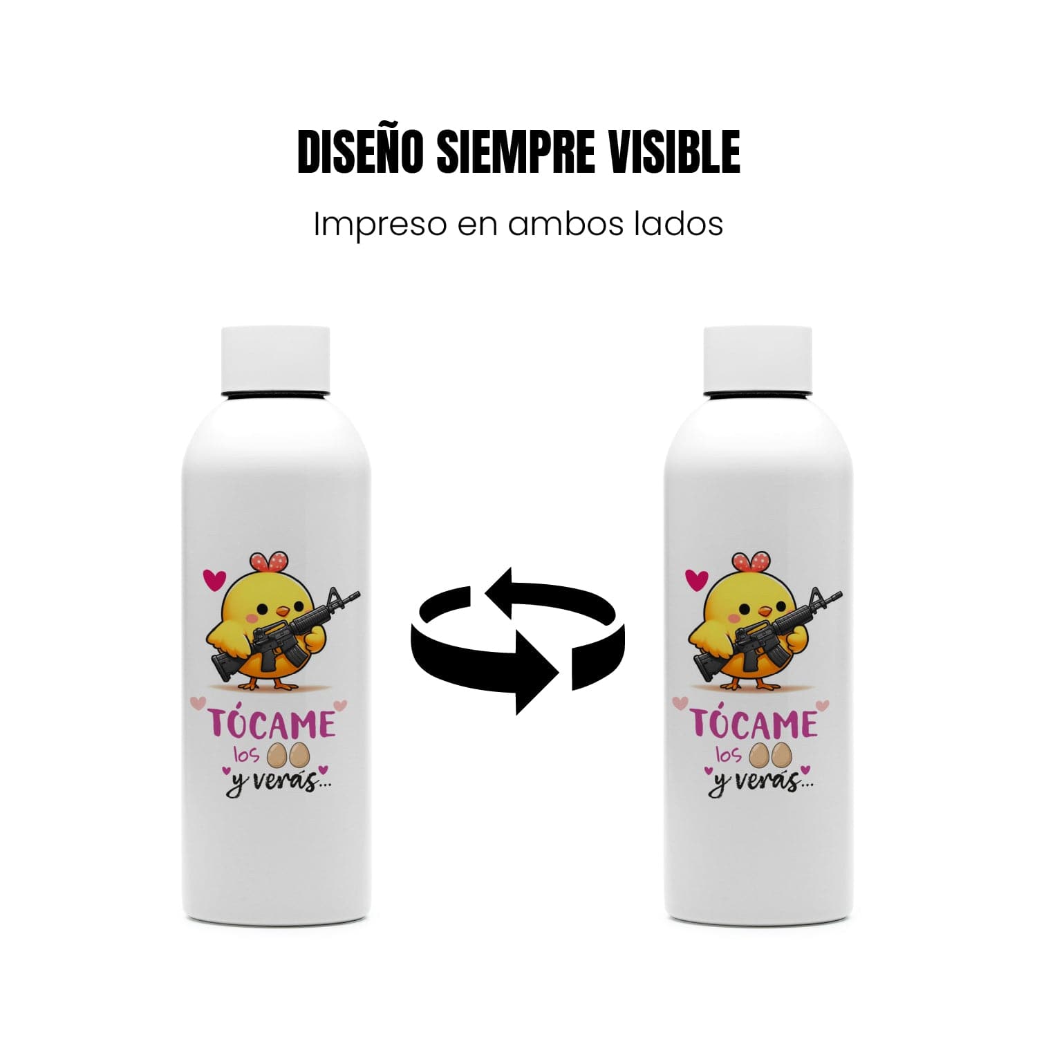 Botella Tócame los huevos y verás