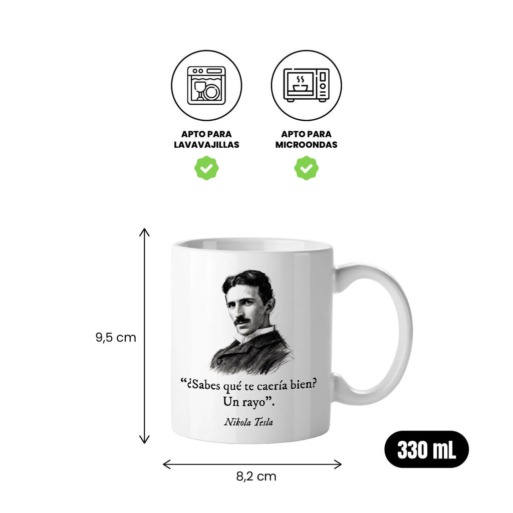 Taza ¿Sabes qué te caería bien? Un rayo. Tesla