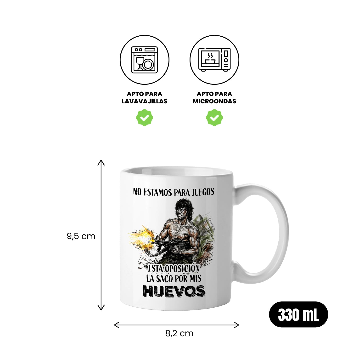 Taza No estamos para juegos, esta oposición la saco por mis huevos