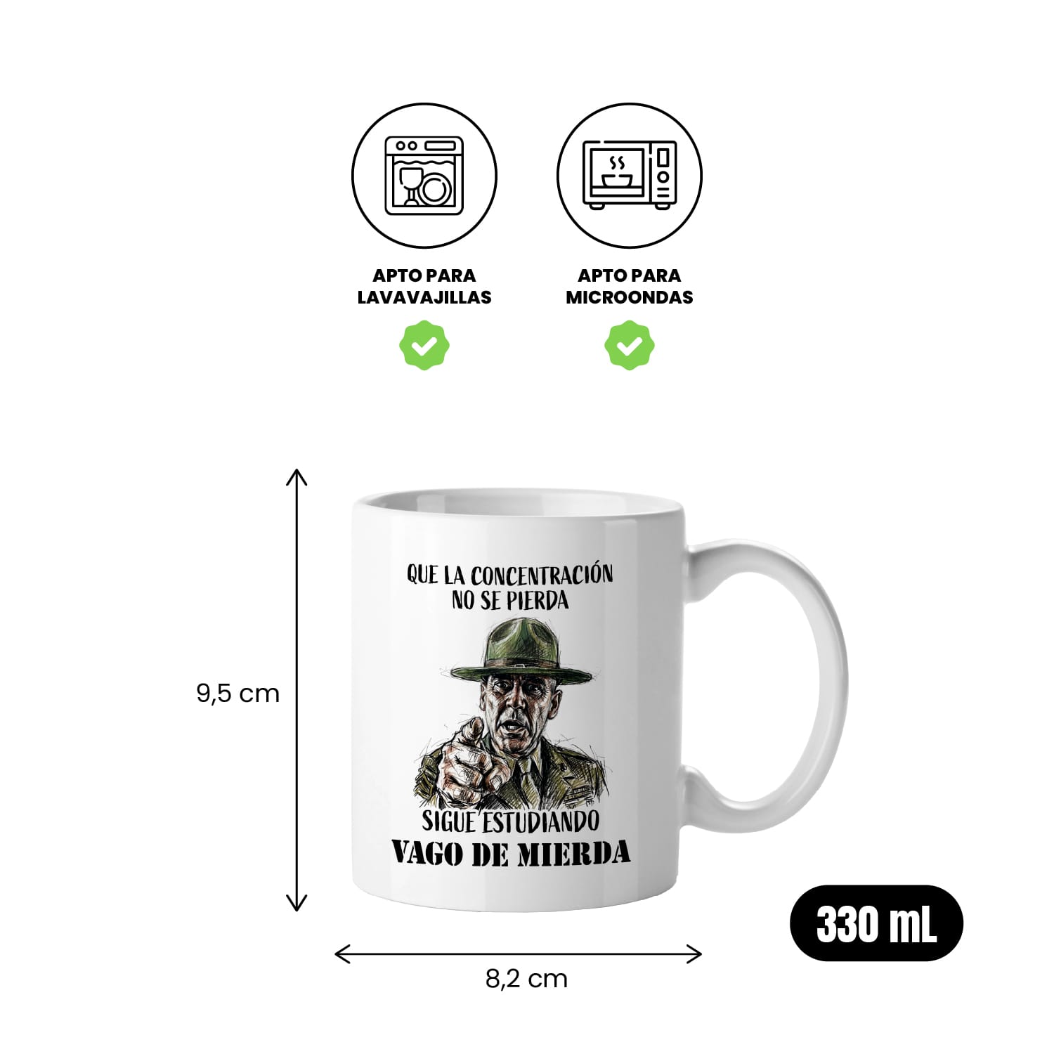 Taza Que la concentración no se pierda. Sigue estudiando, vago de mierda