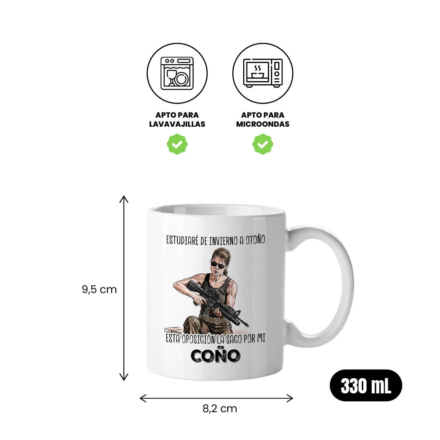 Taza Estudiaré de invierno a otoño, esta oposición la saco por mi coño