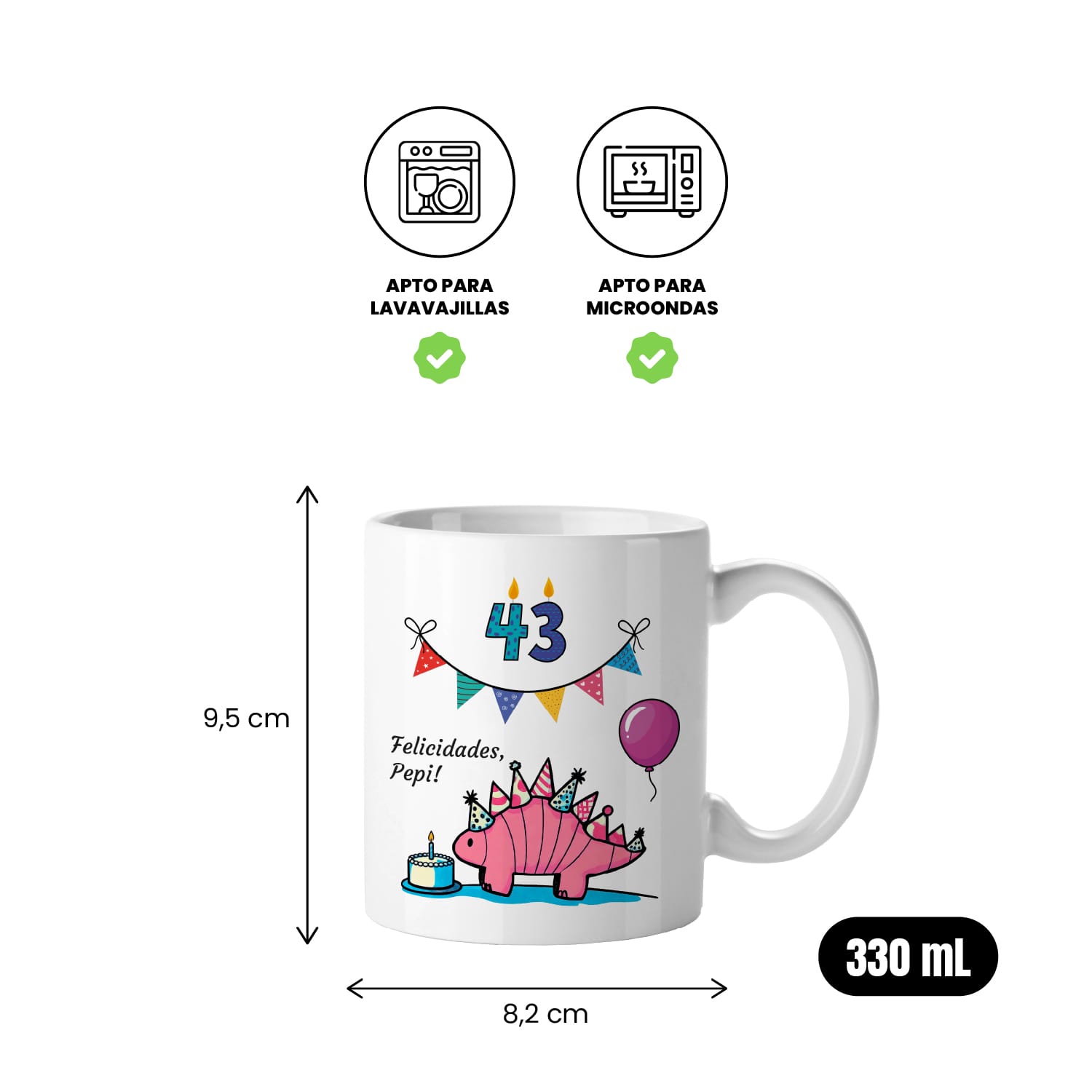 Taza Cumpleaños personalizada dinosaurio