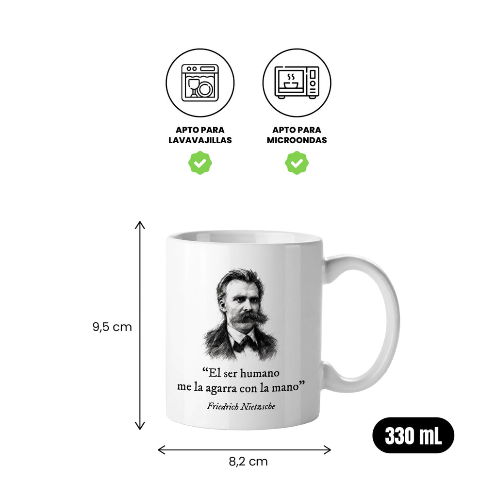 Taza El ser humano me la agarra con la mano. Nietzsche