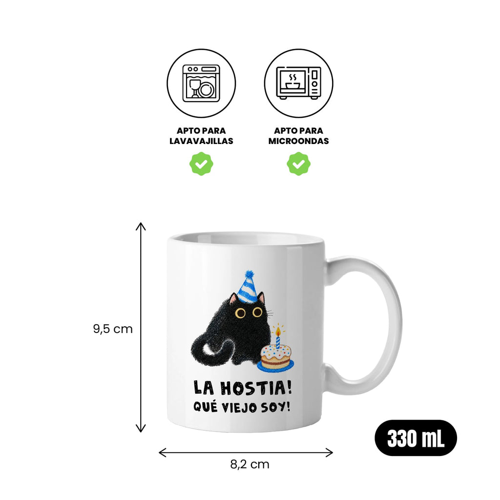 Taza Cumpleaños Hostia qué viejo soy