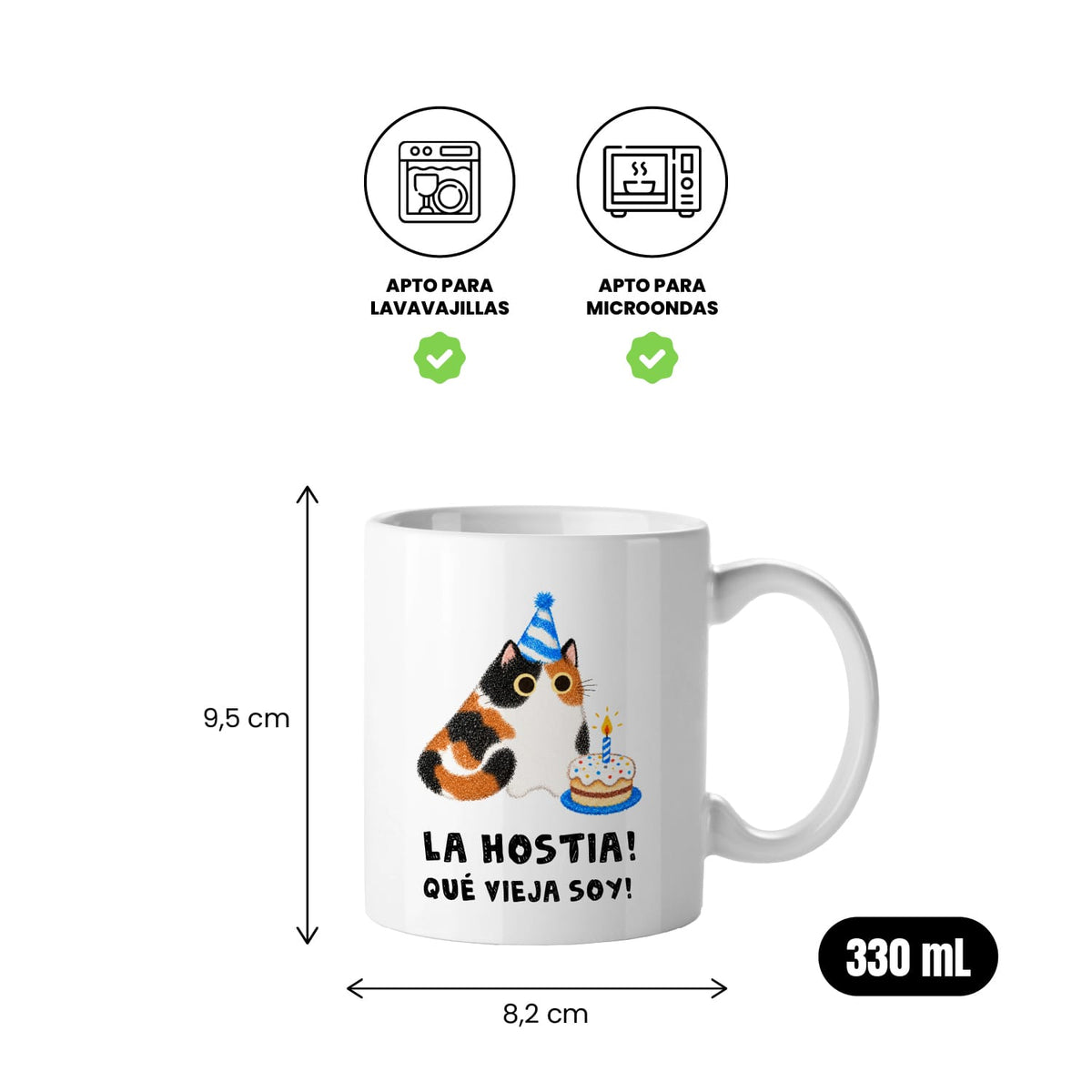 Taza Cumpleaños Hostia qué vieja soy