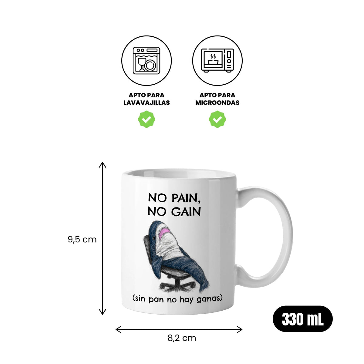 Taza No pain no gain (sin pan no hay ganas)
