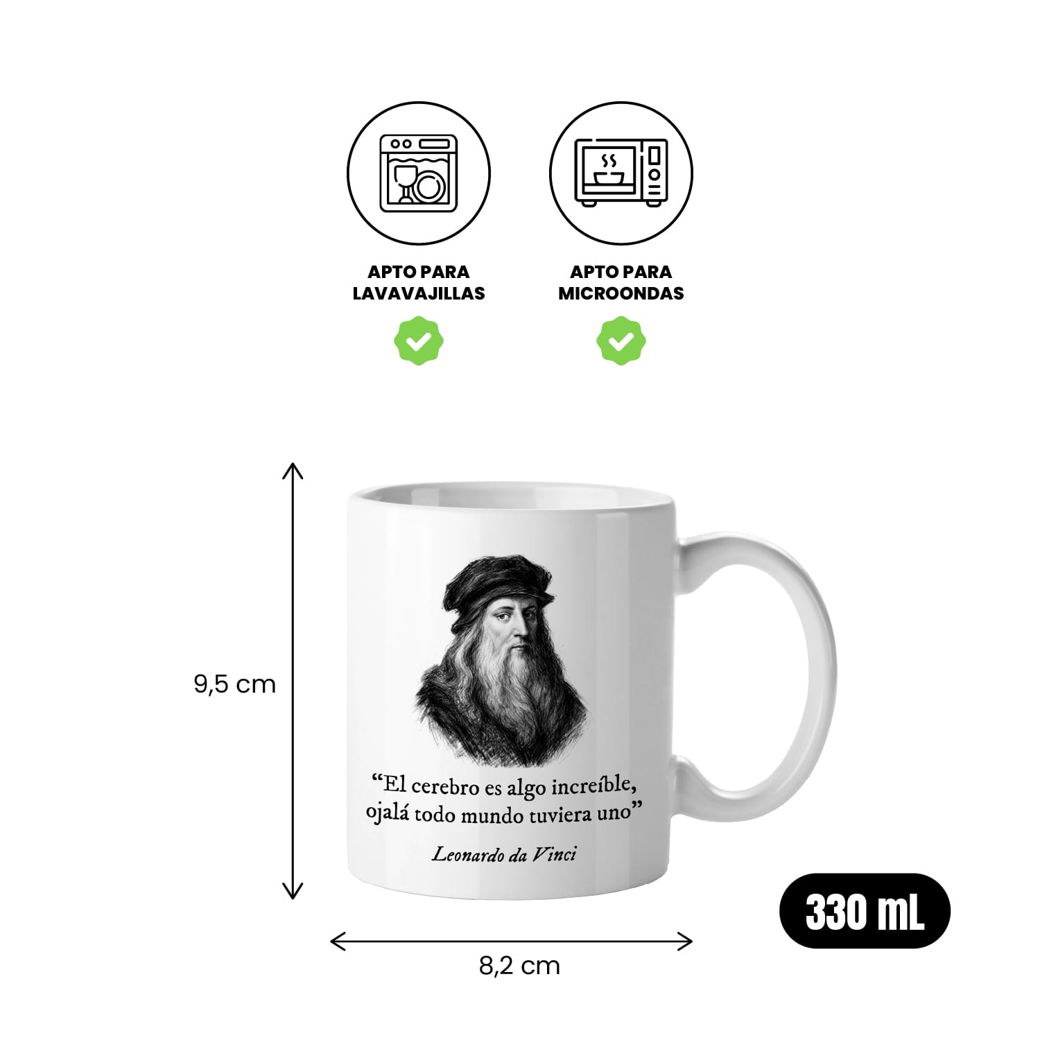 Taza El cerebro es algo increíble, ojalá todo el mundo tuviera uno. Da Vinci
