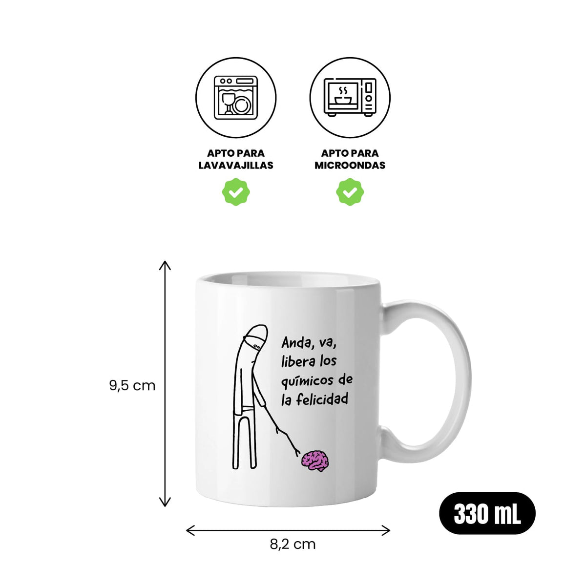 Taza Anda, va, libera los químicos de la felicidad