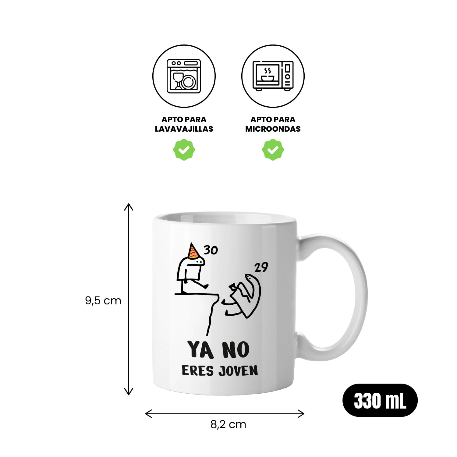 Taza Cumpleaños Ya no eres joven, cambio de década 20-70 años