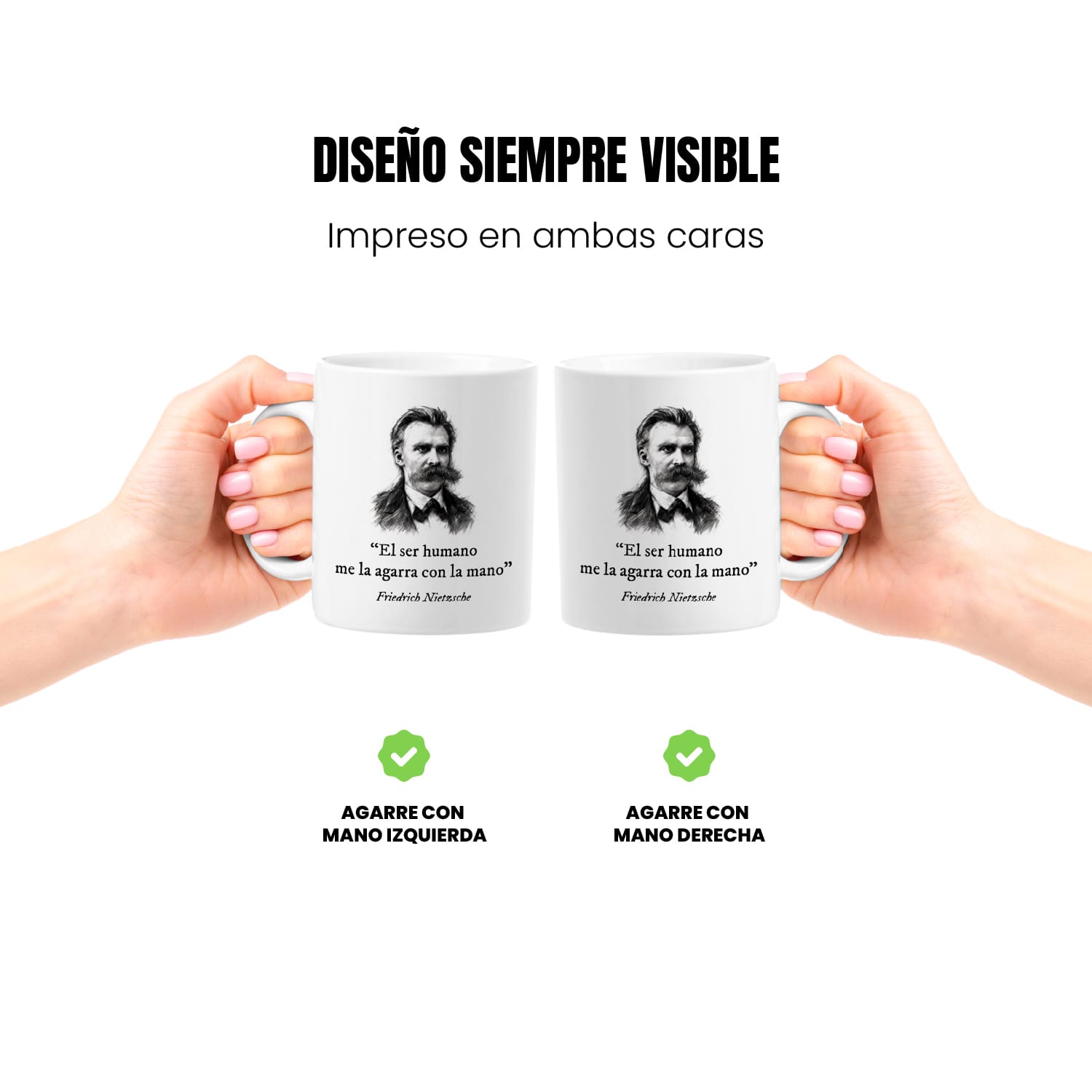 Taza El ser humano me la agarra con la mano. Nietzsche