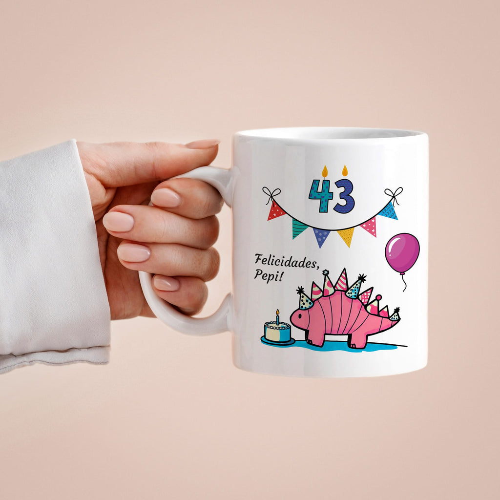 Taza Cumpleaños personalizada dinosaurio
