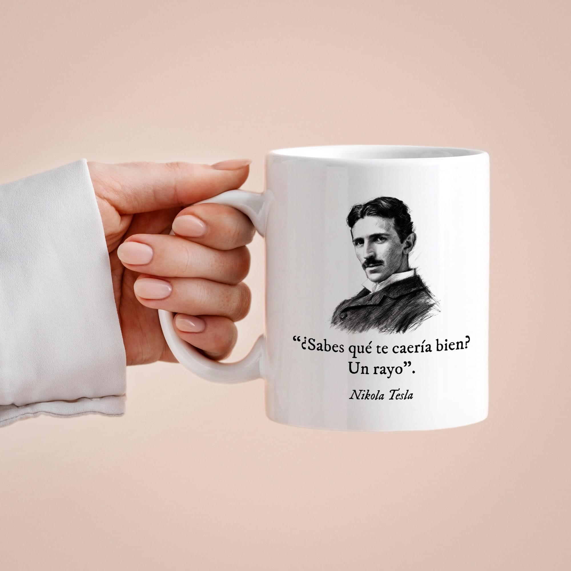 Taza ¿Sabes qué te caería bien? Un rayo. Tesla