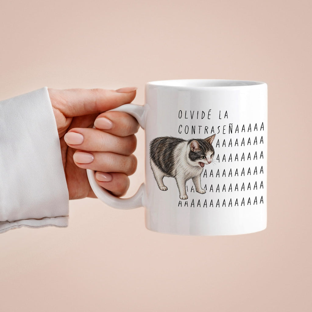 Taza Olvidé la contraseñaaaa (screaming cat meme)