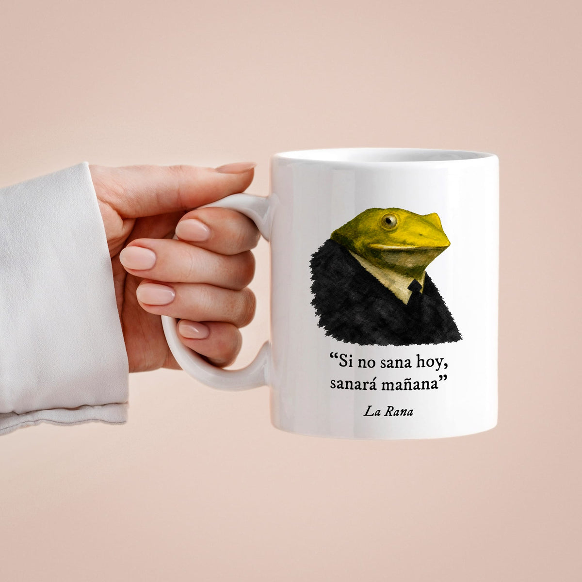 Taza Si no sana hoy, sanará mañana. La rana