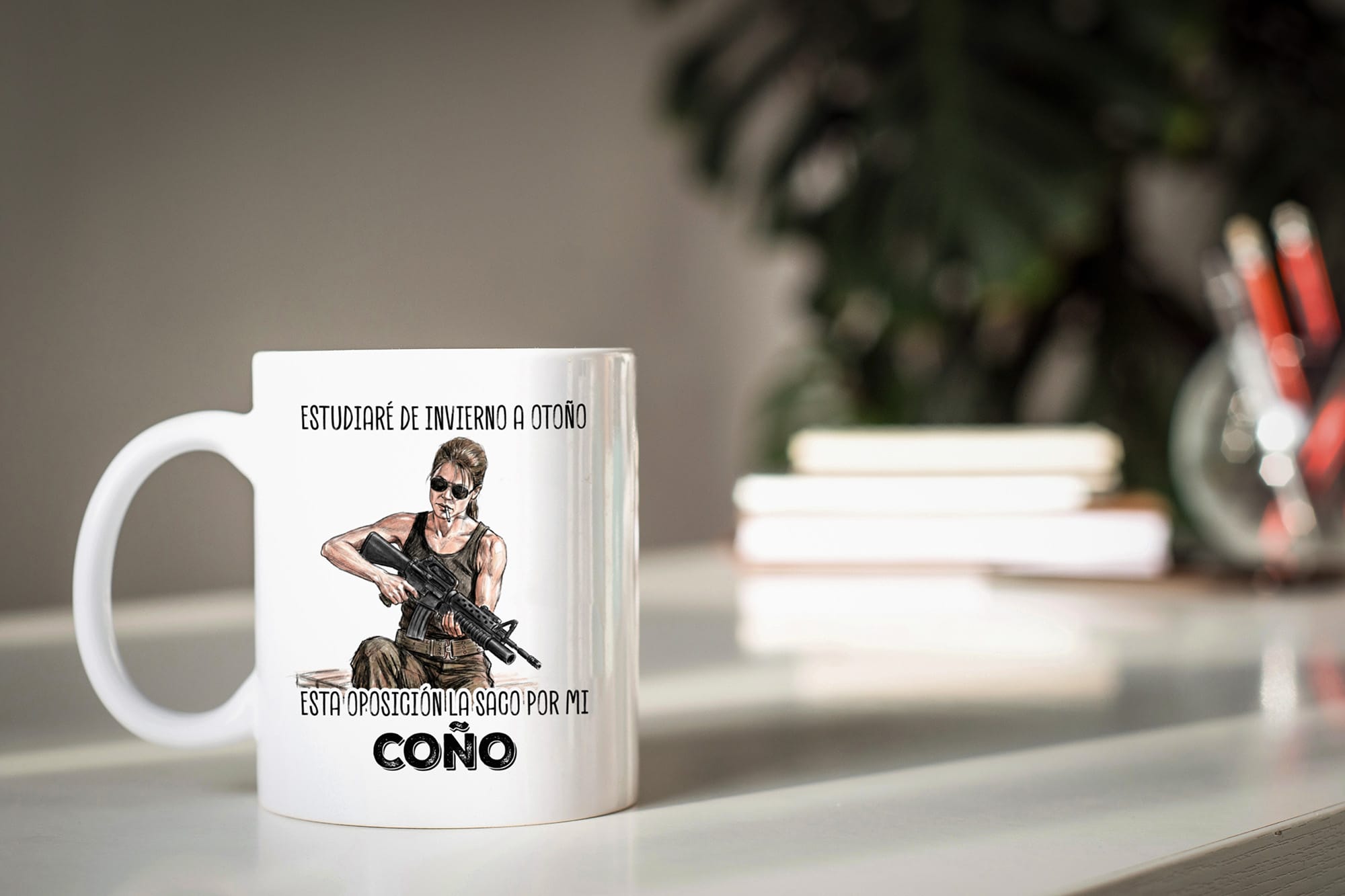 Taza Estudiaré de invierno a otoño, esta oposición la saco por mi coño