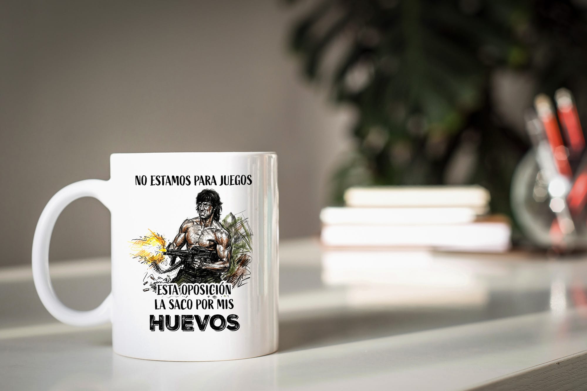 Taza No estamos para juegos, esta oposición la saco por mis huevos