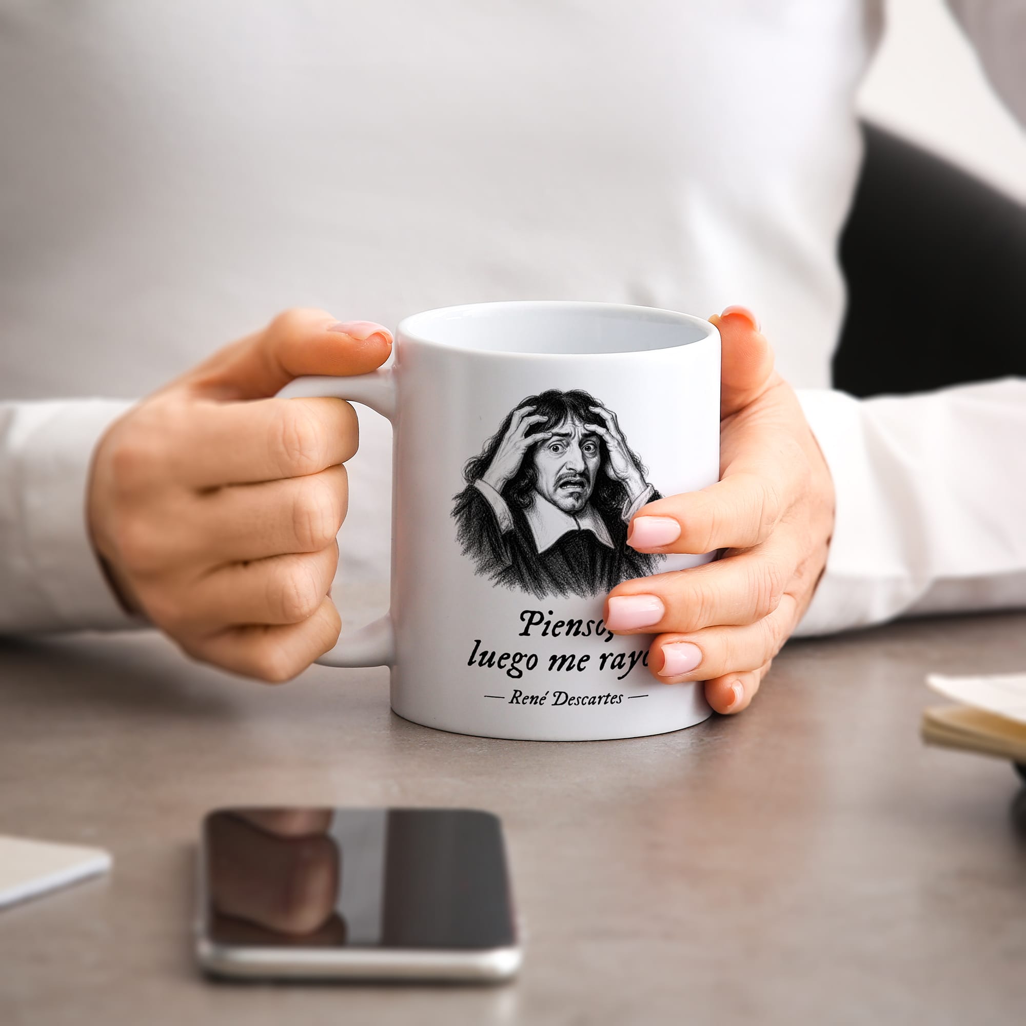 Taza Pienso, luego me rayo. Descartes