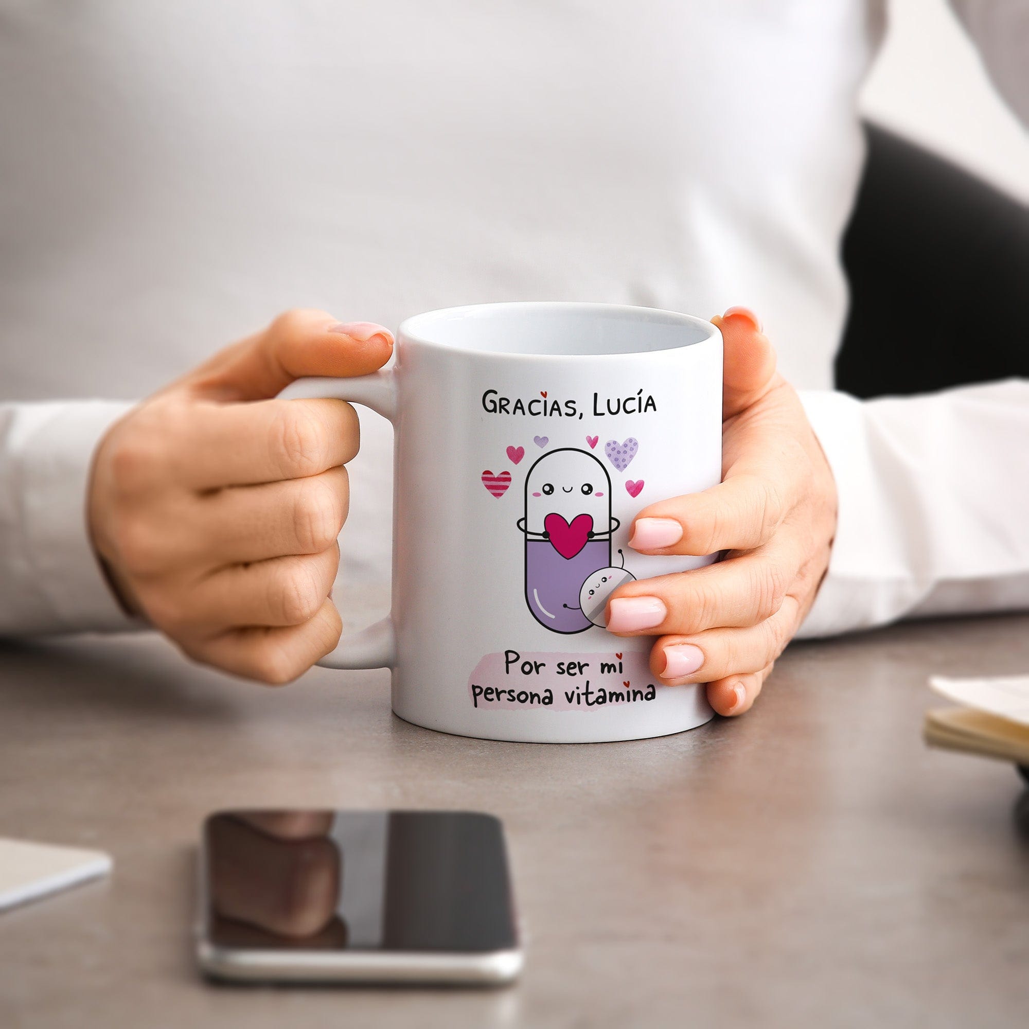 Taza Gracias por ser mi persona vitamina (personalizada)
