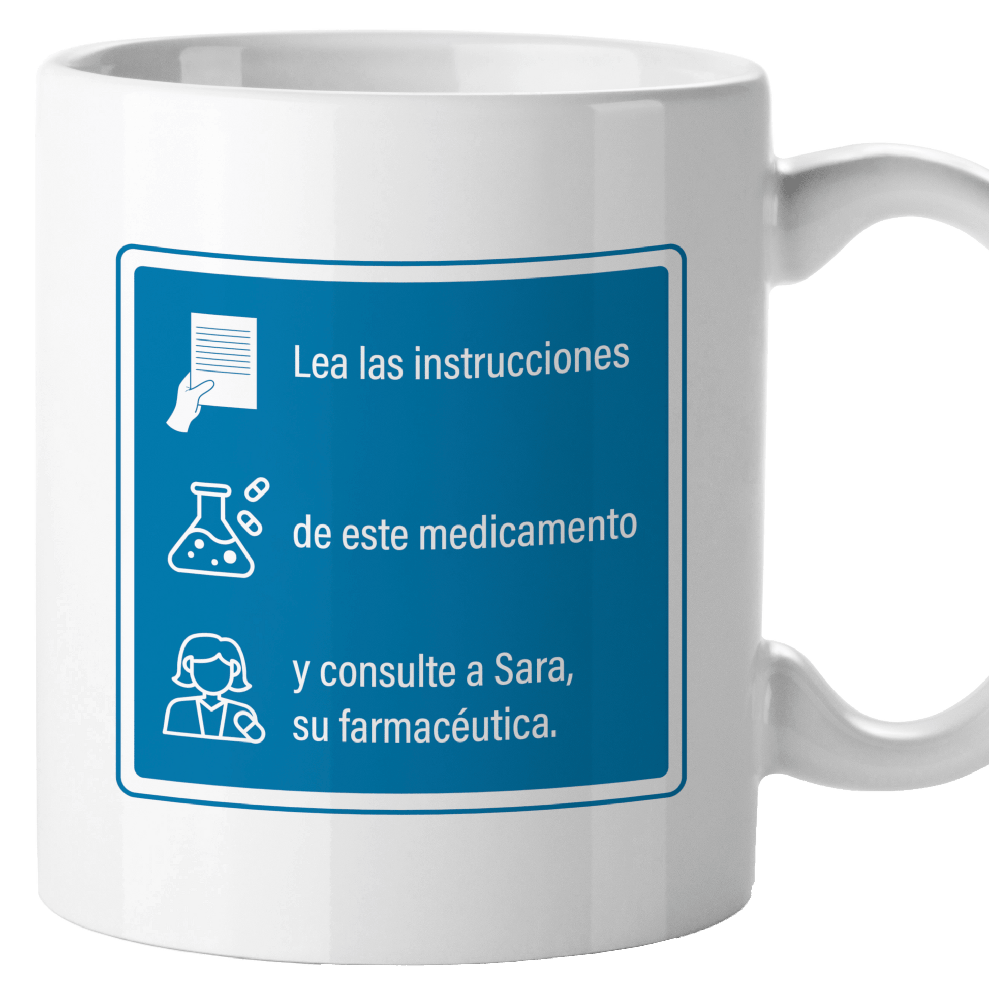 Taza Consulte a su farmacéutico (personalizada)