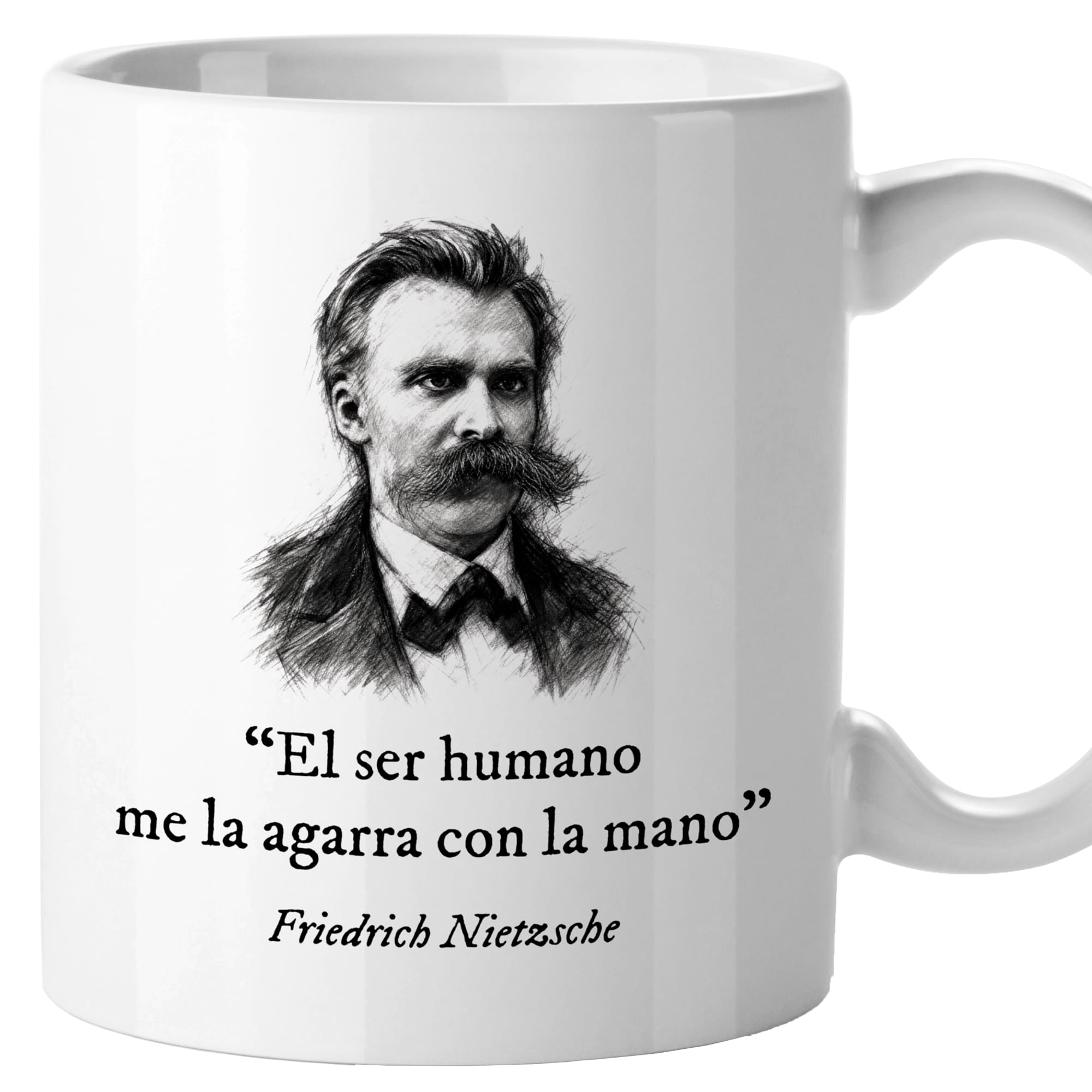 Taza El ser humano me la agarra con la mano. Nietzsche