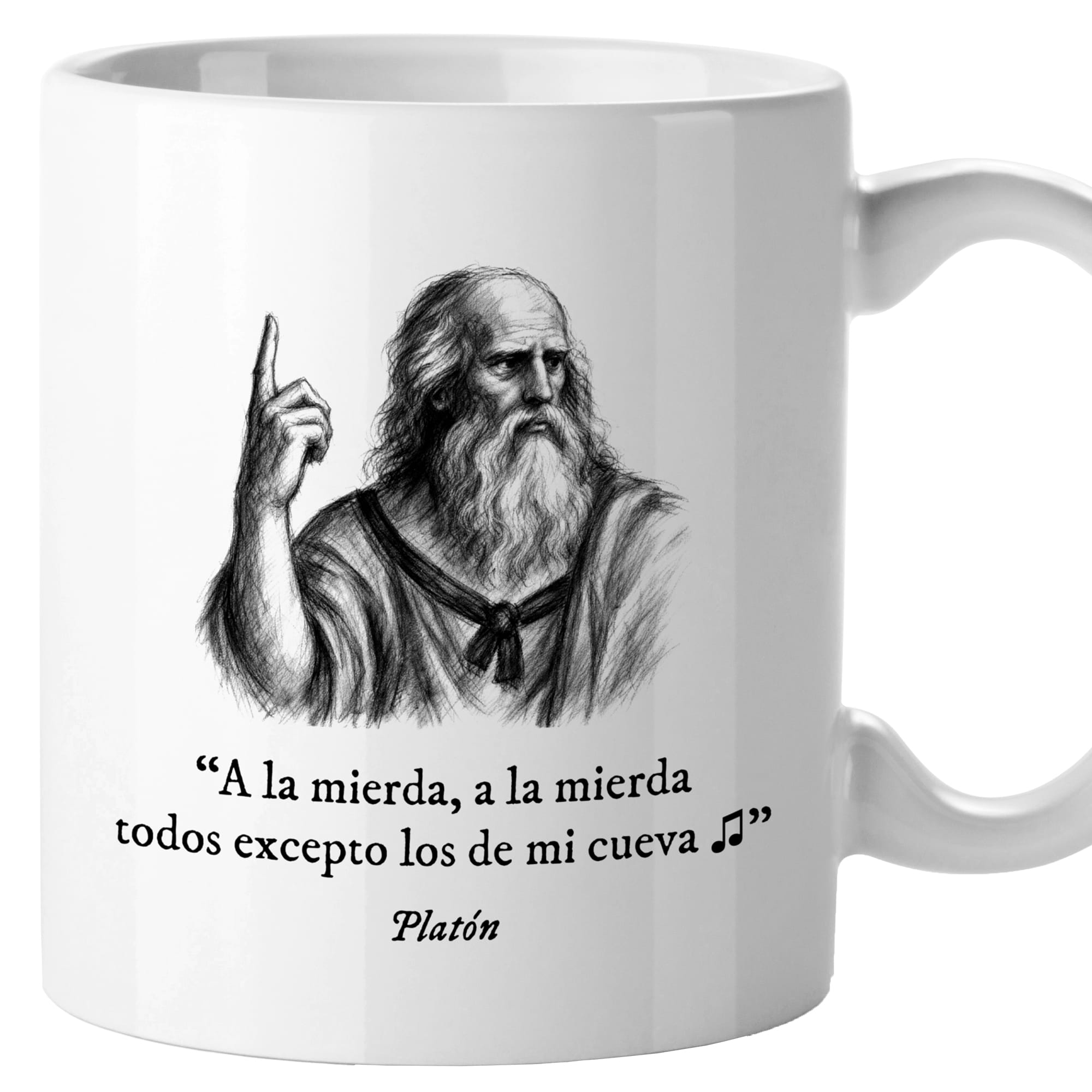 Taza A la mierda, a la mierda, todos excepto los de mi cueva. Platón