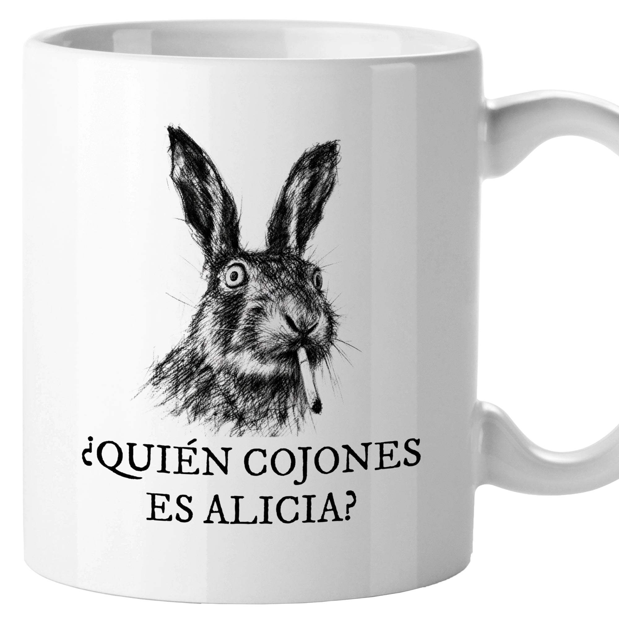 Taza ¿Quién cojones es Alicia? Conejo de Alicia en el País de las Maravillas