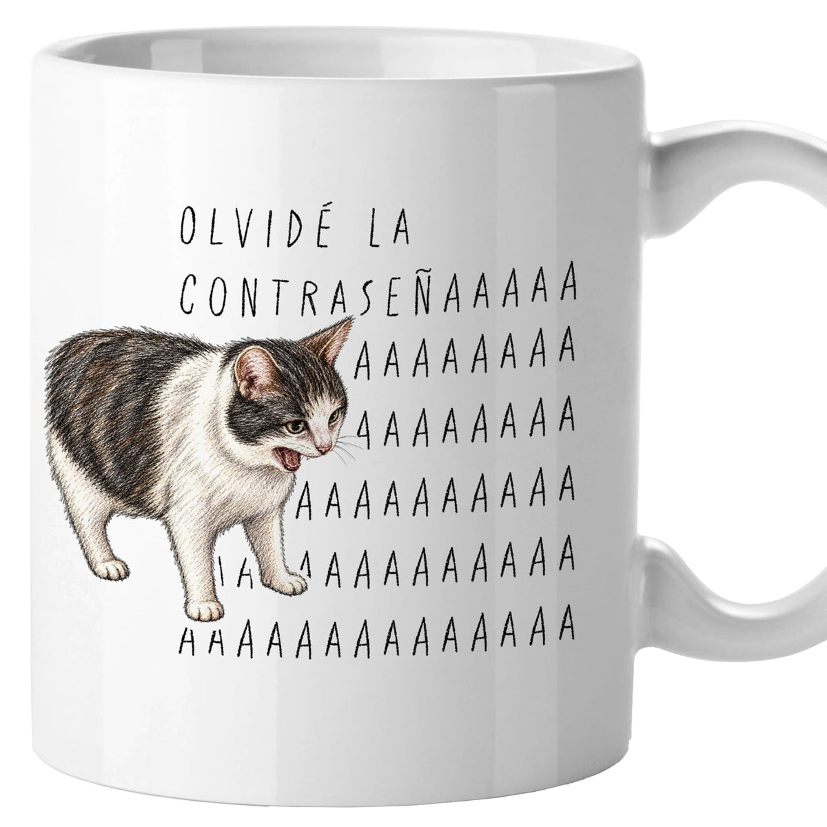 Taza Olvidé la contraseñaaaa (screaming cat meme)