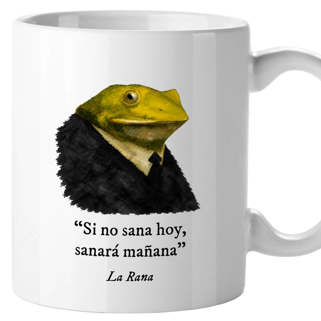 Taza Si no sana hoy, sanará mañana. La rana
