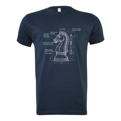 camiseta ajedrez caballo diseno industrial azul marino