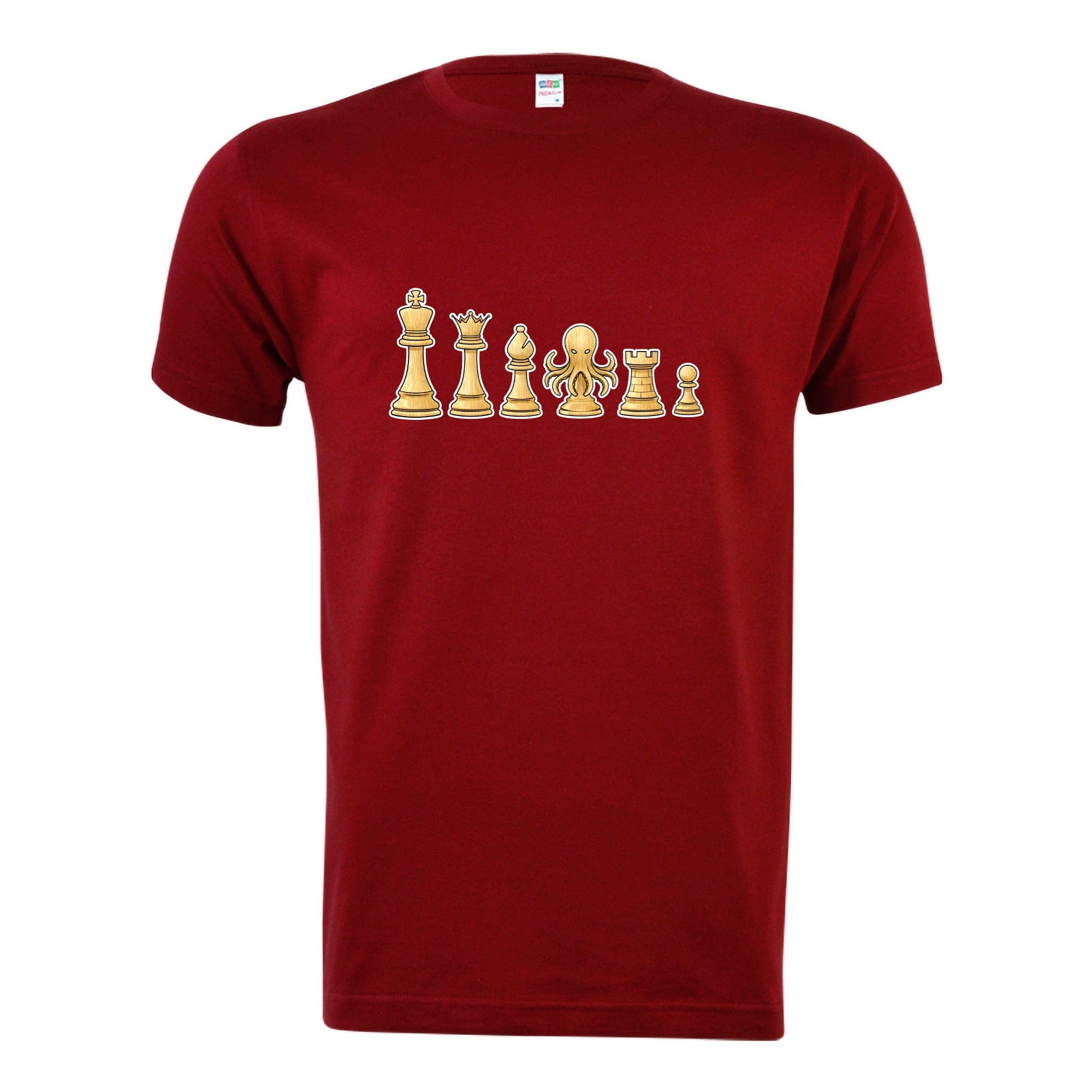 camiseta ajedrez caballo pulpo rojo