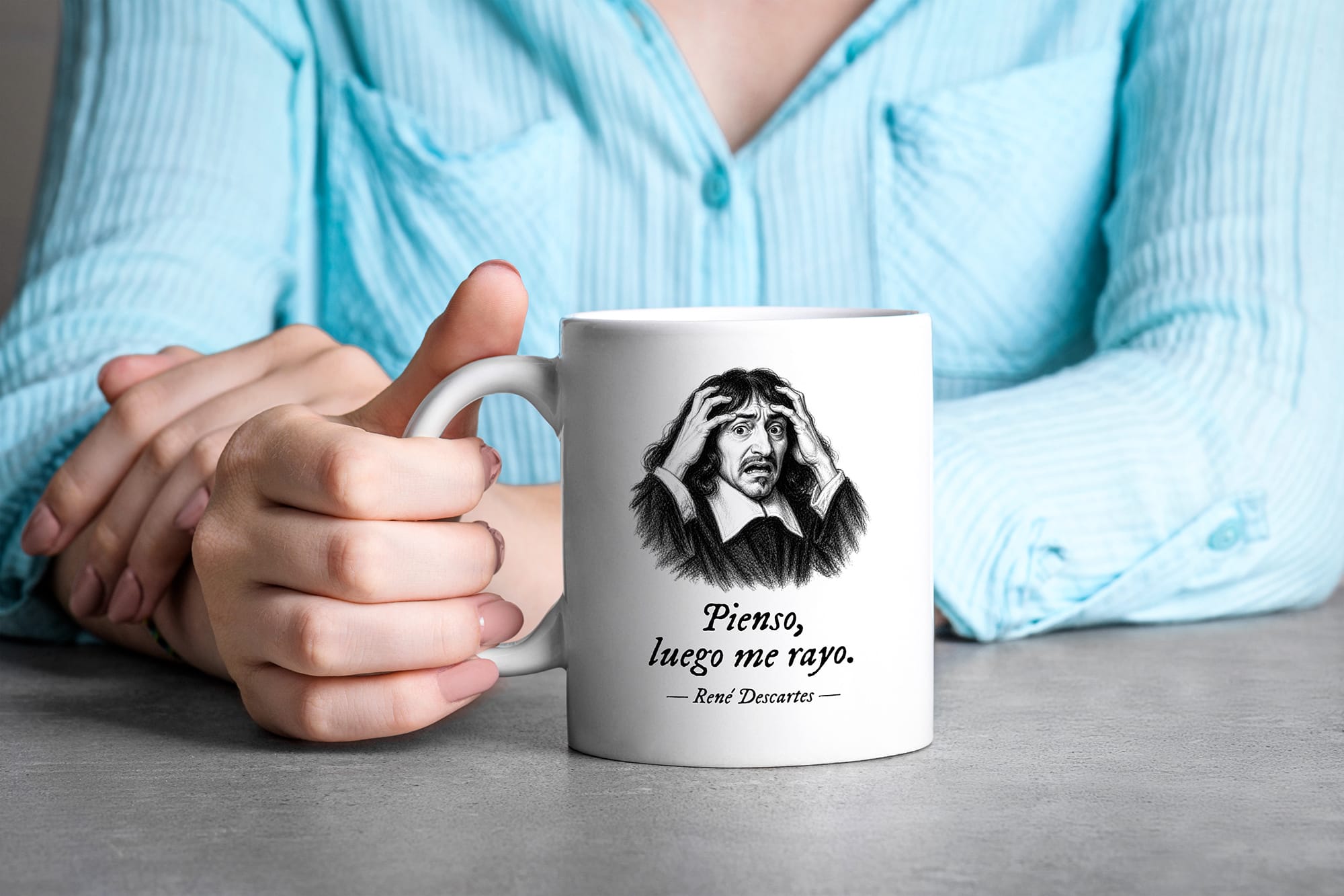 Taza Pienso, luego me rayo. Descartes