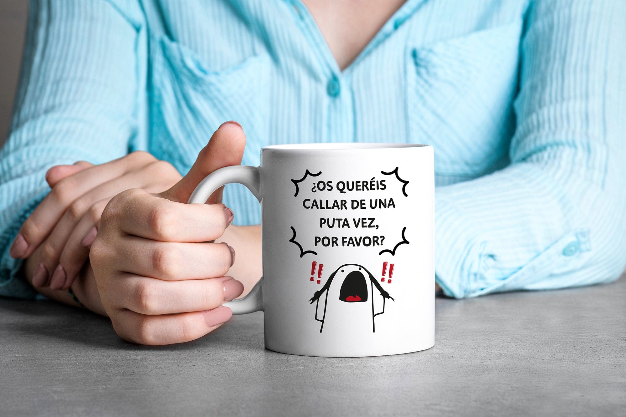 Taza ¿os queréis callar de una puta vez por favor?