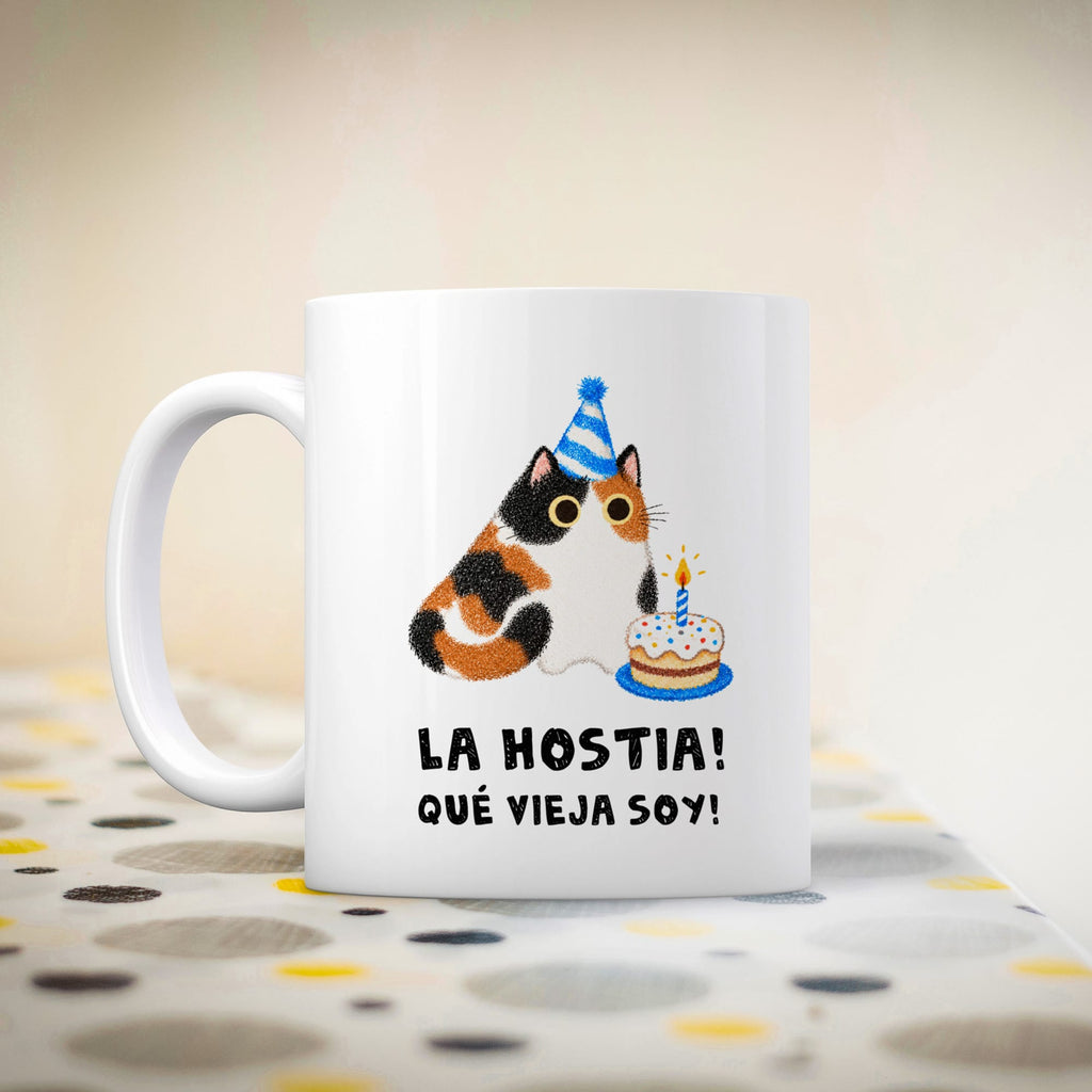 Taza Cumpleaños Hostia qué vieja soy