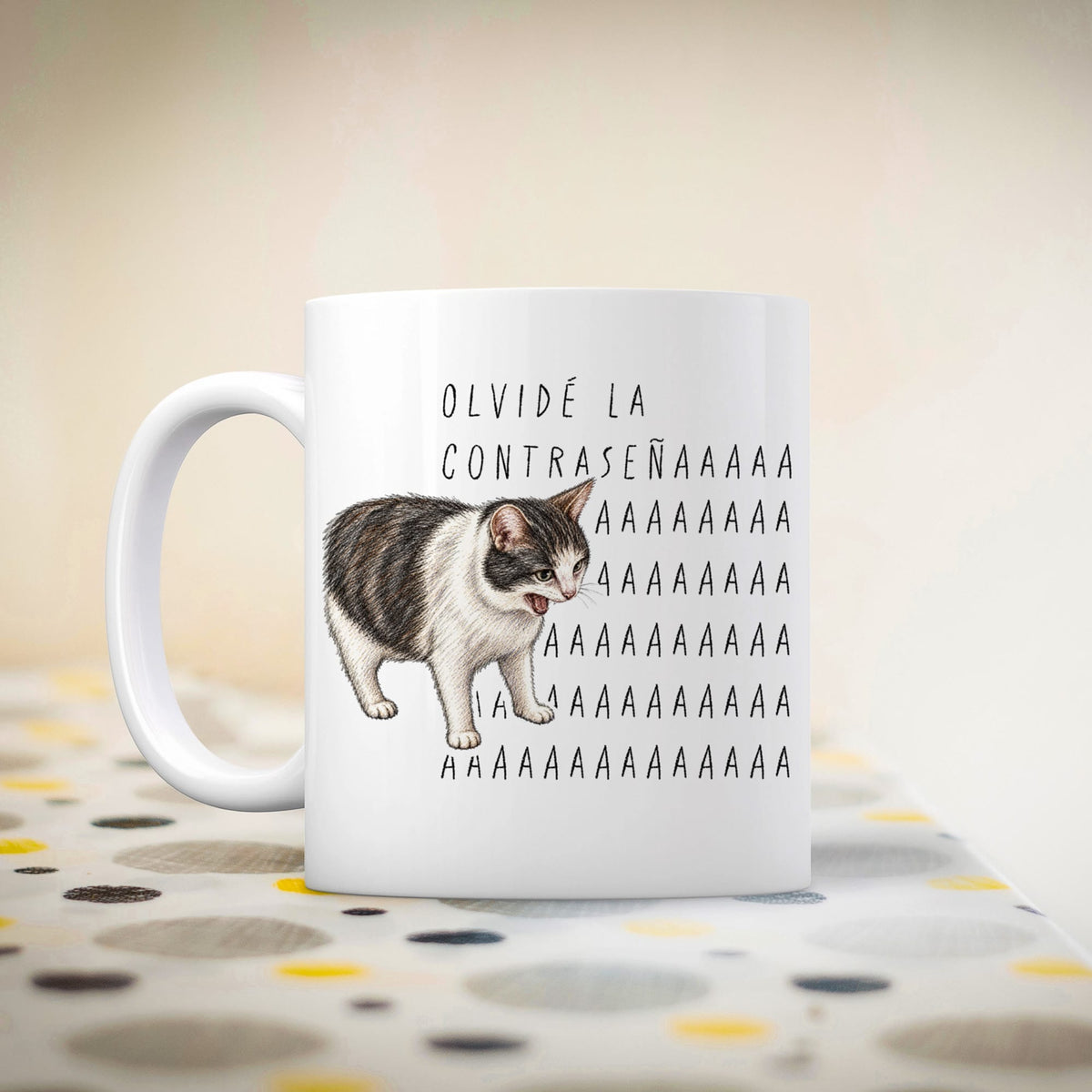 Taza Olvidé la contraseñaaaa (screaming cat meme)