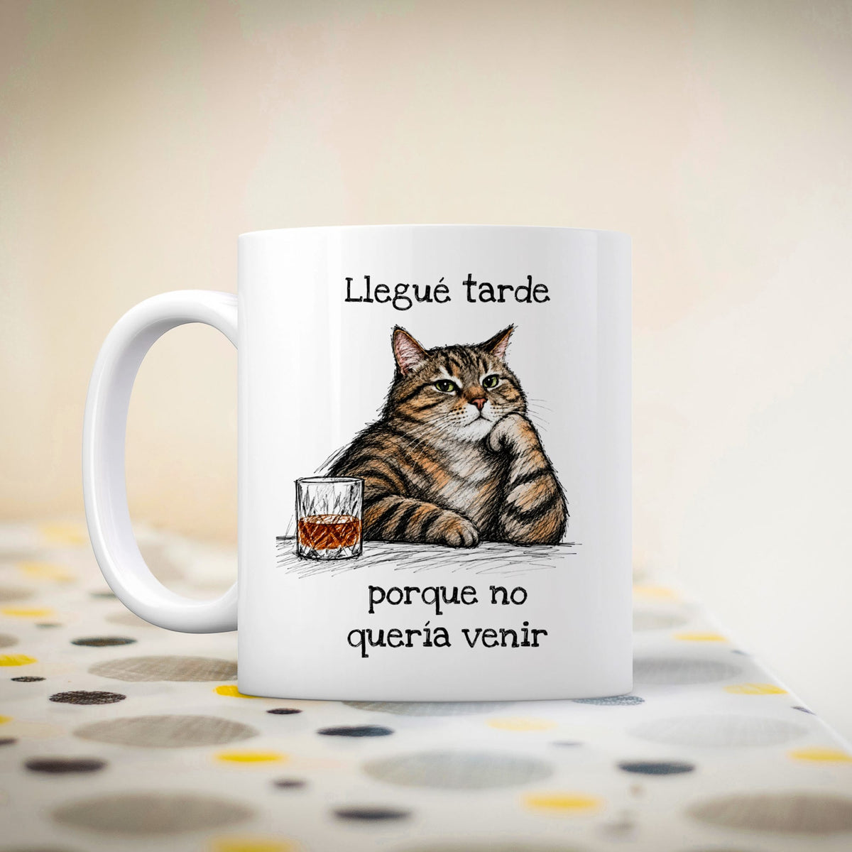 Taza Llegué tarde porque no quería venir